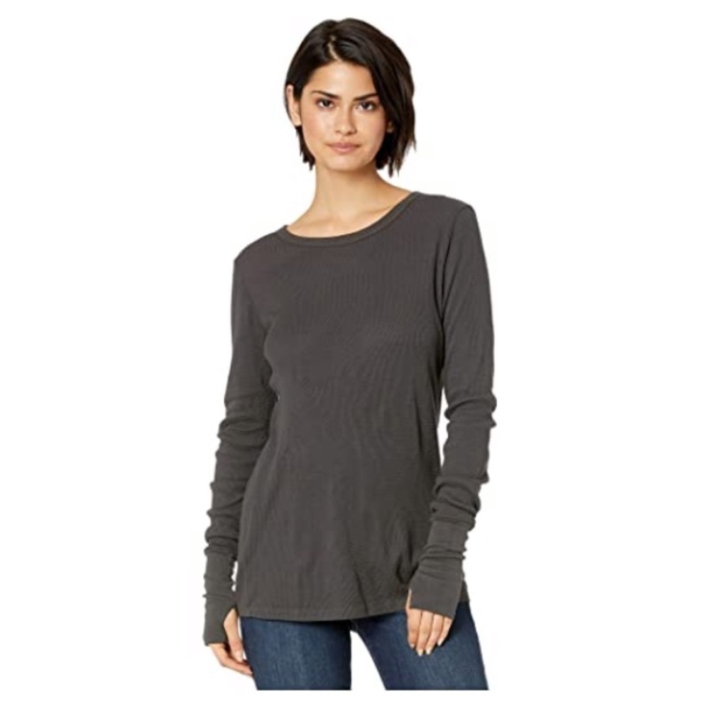 [Michael Stars]Thermal Long Sleeve Raw Edge Shirt
